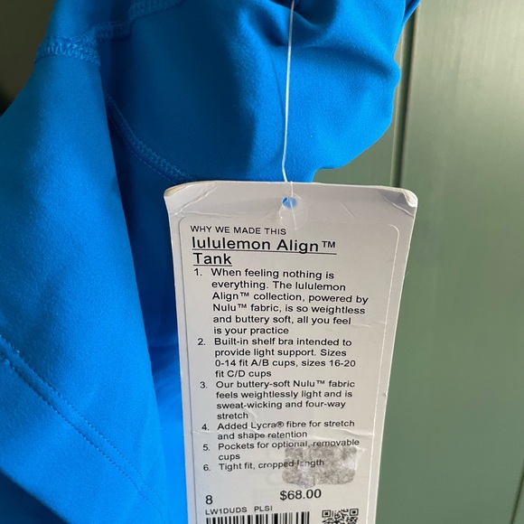 Lululemon align tank POOLSIDE size 8 - Picture 2 of 4